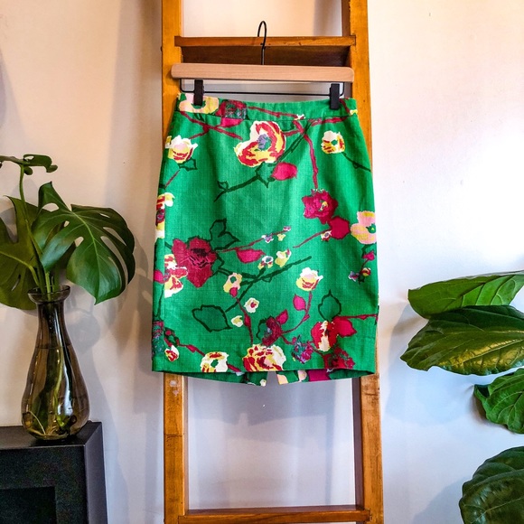 J. Crew SZ 0 Floral Water Color Pencil Skirt! - Picture 1 of 8